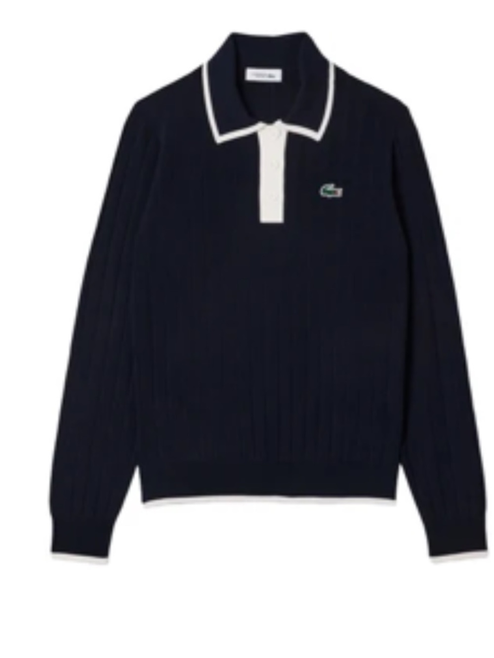 Lacoste Collar Stretch Sweater Longsleeve Golf Polo Navy Blue/White Size 38